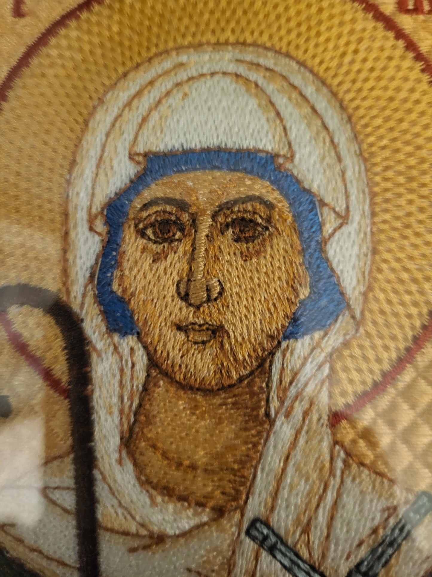 5x7 St. Brigid Of Kildare Byzantine Orthodox Christian Icon, Machine Embroidered