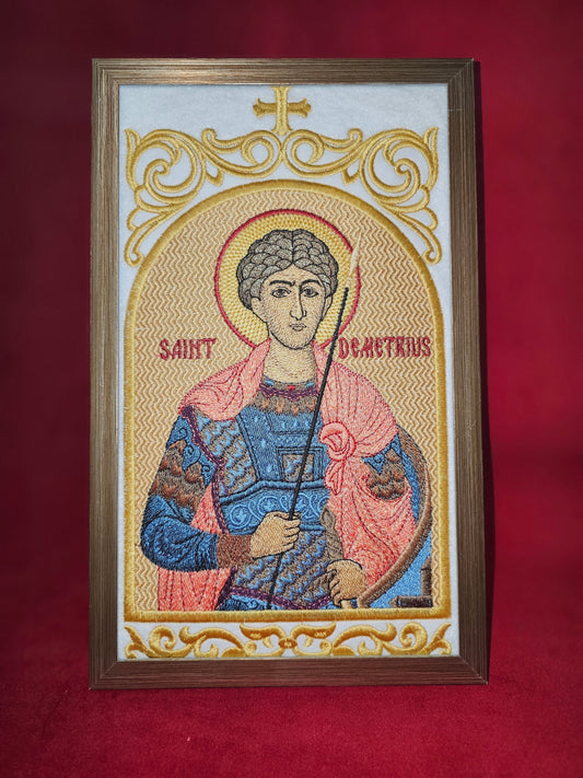 6x10 Saint Demetrius, Embroidered Orthodox Icon