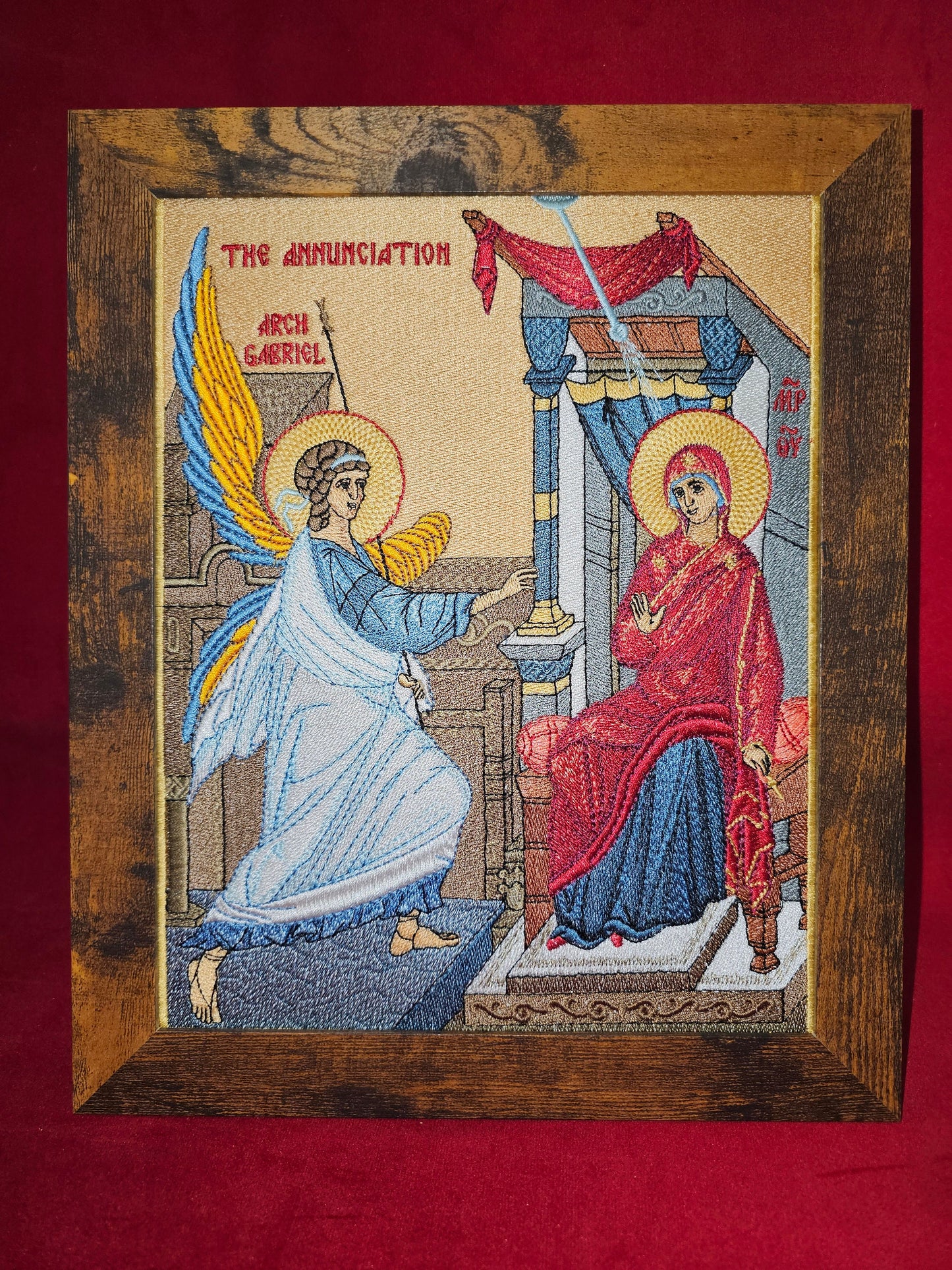 8x10 Fully Embroidered The Annunciation Byzantine Orthodox Christian Icon