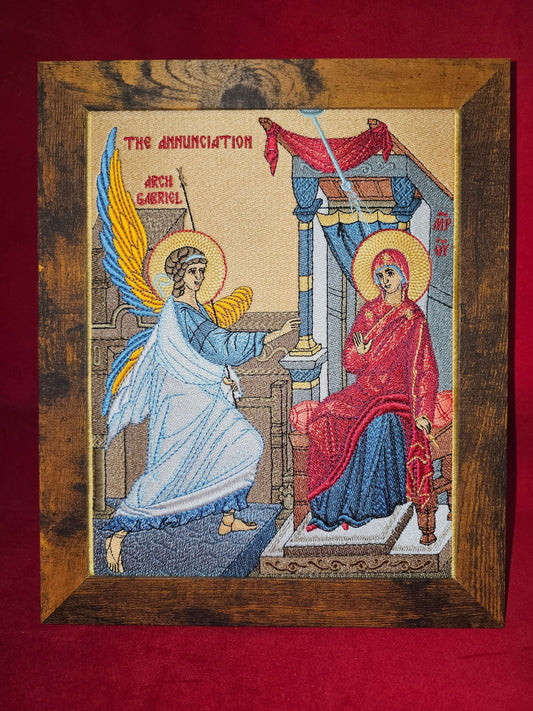 8x10 Fully Embroidered The Annunciation Byzantine Orthodox Christian Icon