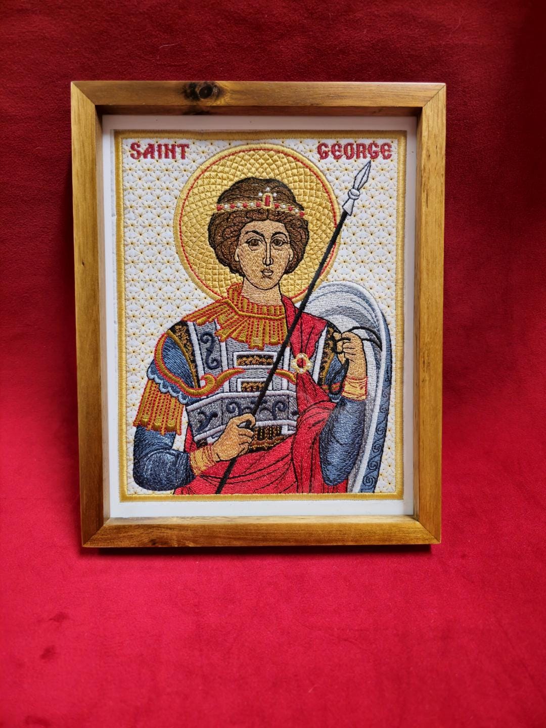 Embroidered 6.29X8.07 in Saint George Orthodox Icon