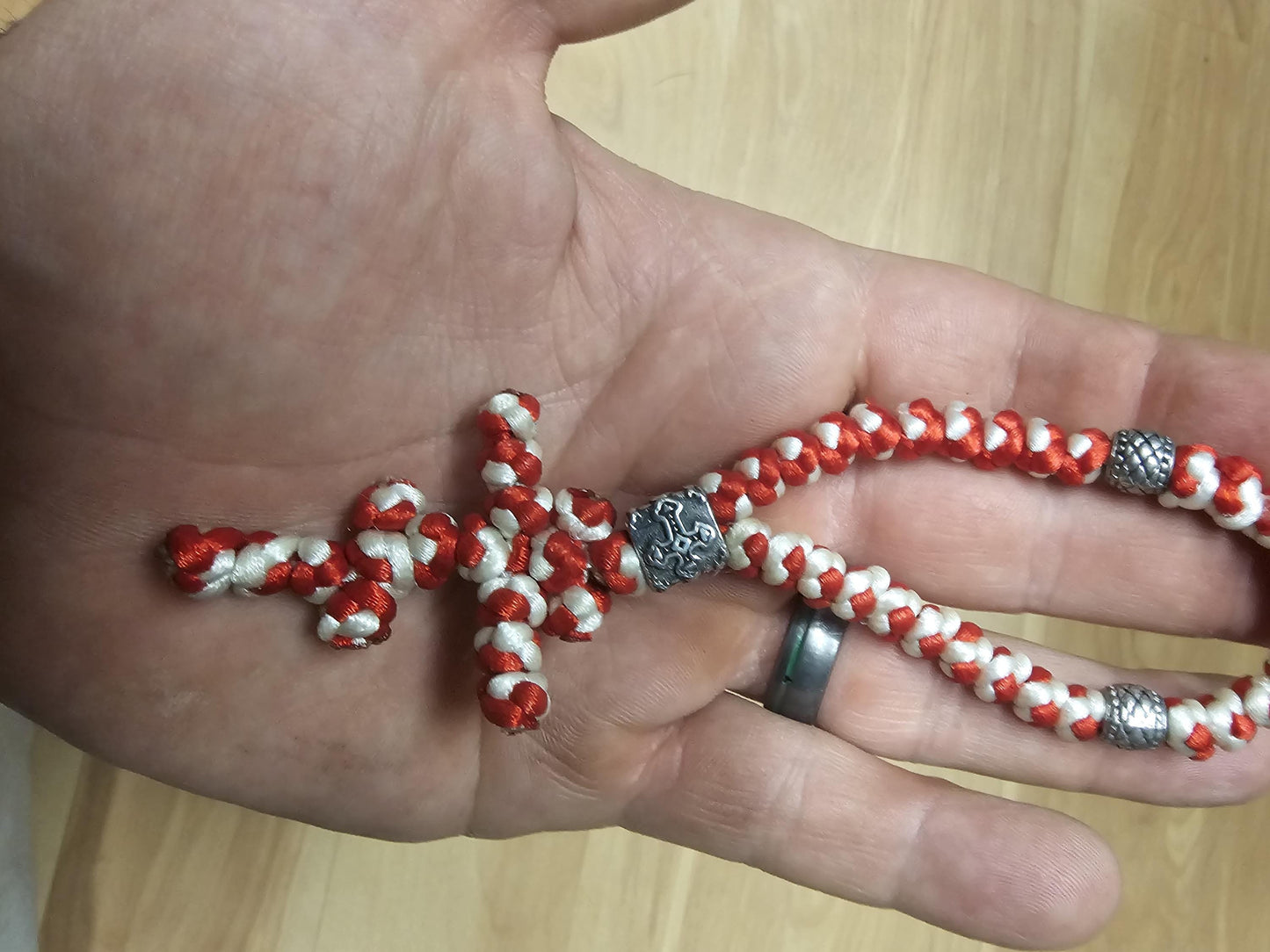 30 Knot White and Gold Orthodox Prayer Rope Komboskini-Brojanica~Chotki