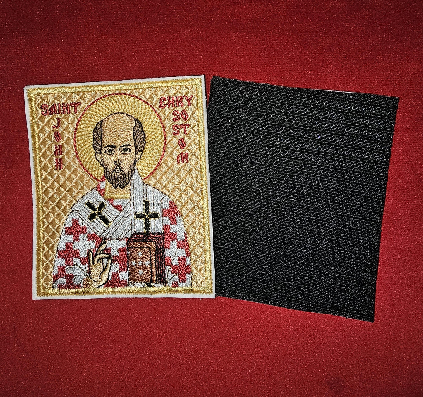 3.35x3.94" Saint John Chyrsostom Orthodox Embroidered Pocket Icon