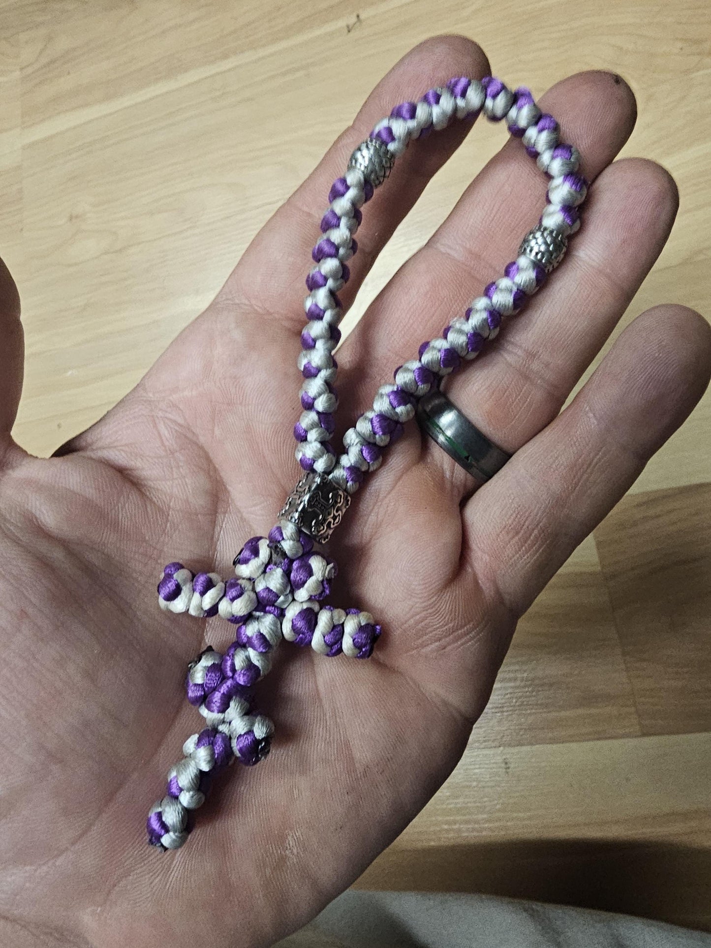30 Knot Purple and White Orthodox Prayer Rope Komboskini-Brojanica~Chotki