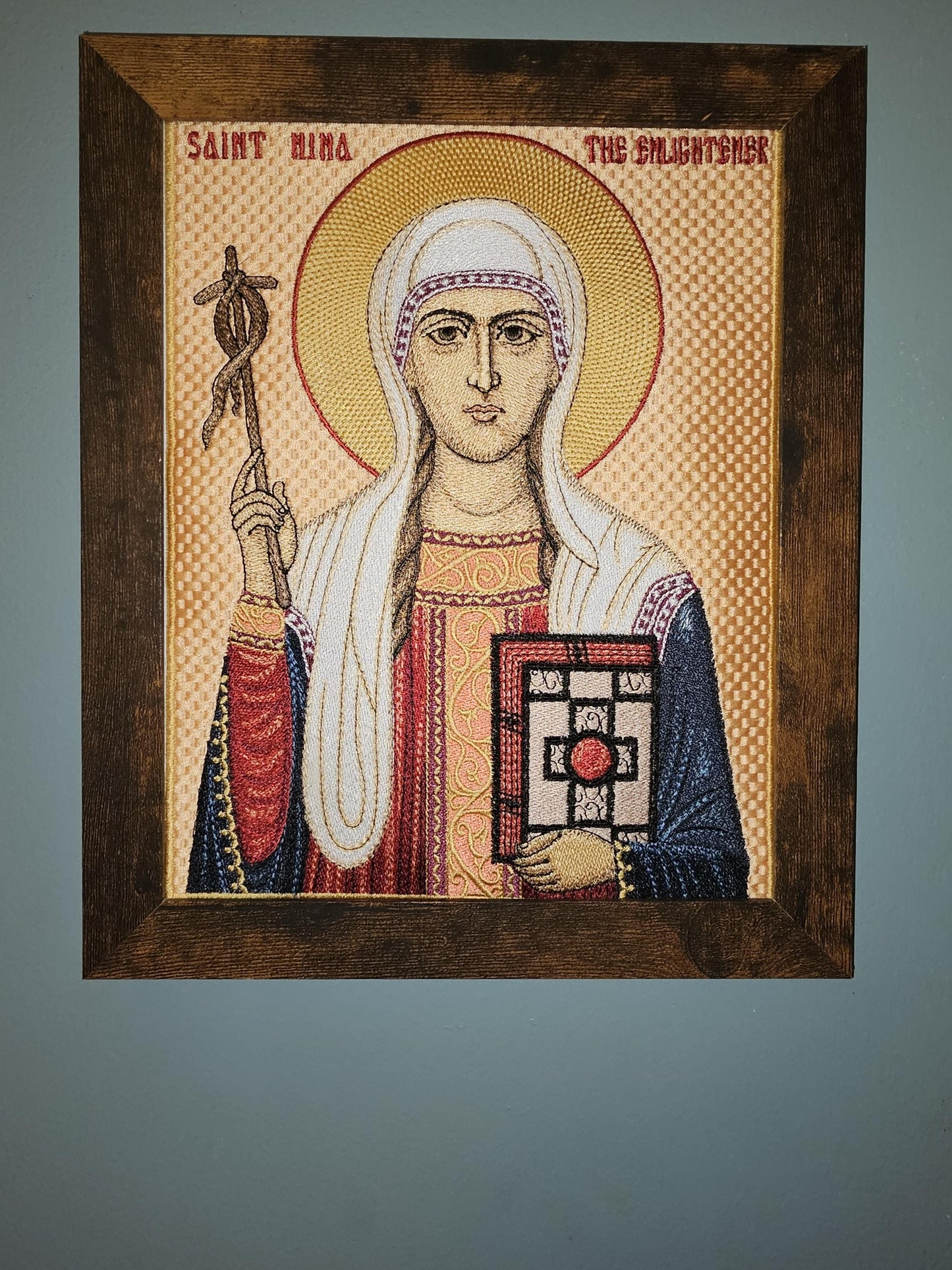 8x10 Fully Embroidered Saint Nina The Enlightener Byzantine Orthodox Christian Icon