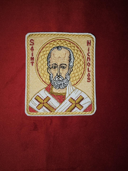 Saint Nicholas Pocket Icon or Patch, Byzantime Orthodox Christian Icon 3.35x 3.93 inches