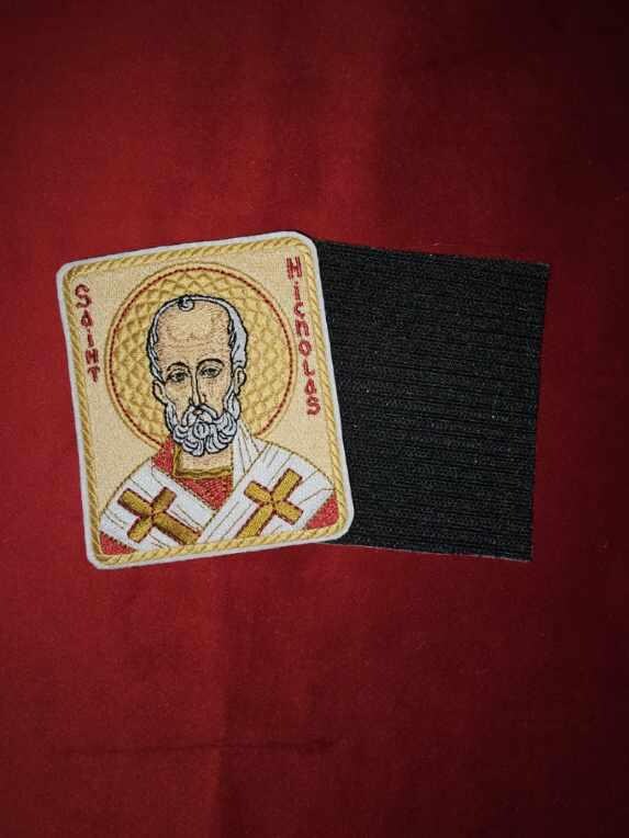 Saint Nicholas Pocket Icon or Patch, Byzantime Orthodox Christian Icon 3.35x 3.93 inches