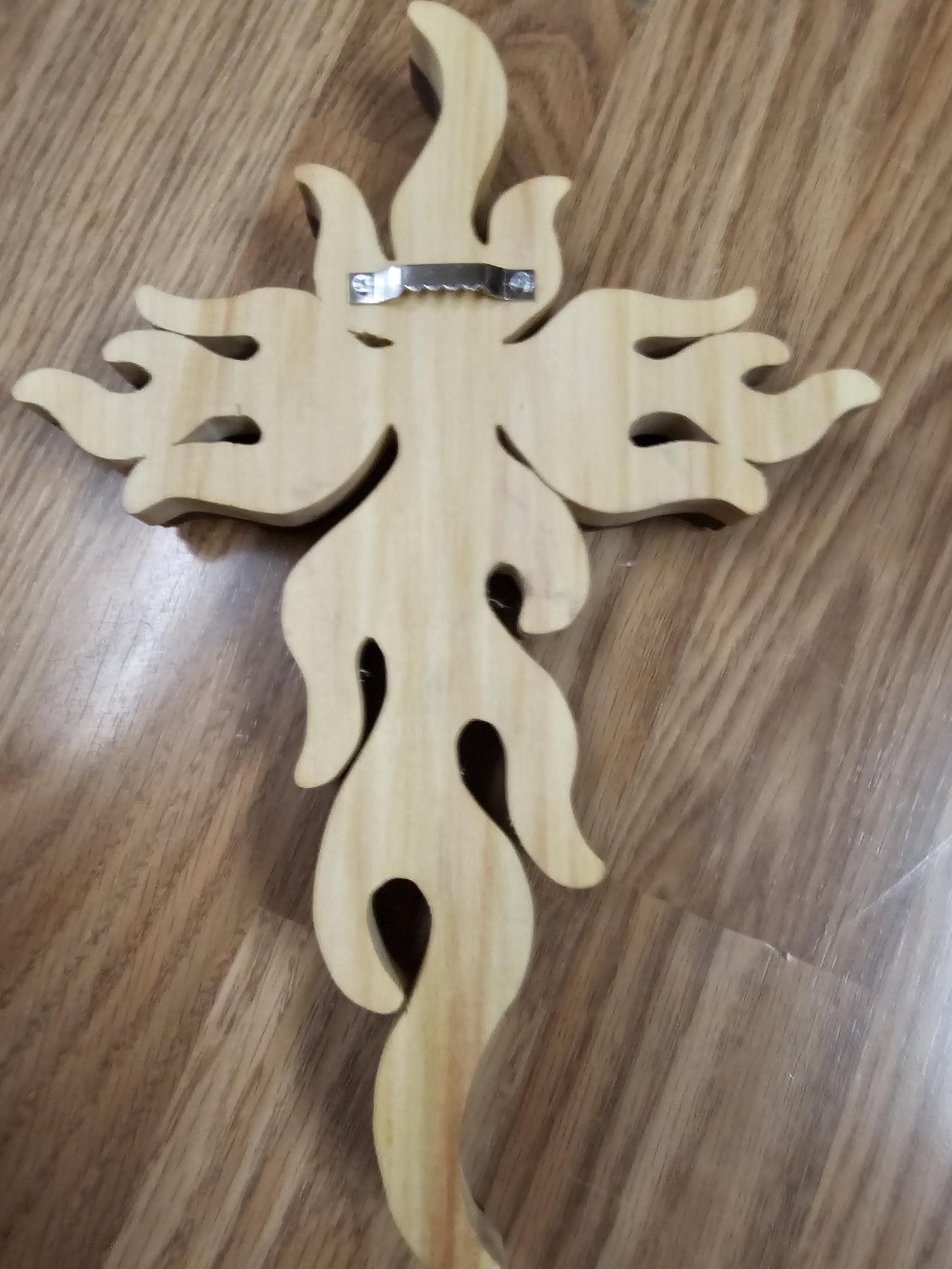Wooden Scroll Sawed Flaming Wall Cross