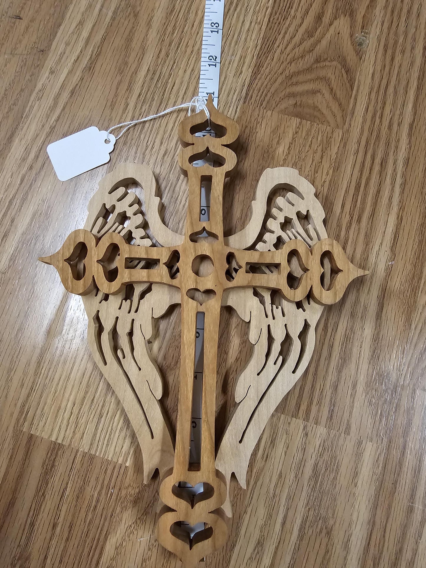 Wooden Scroll Sawn Angel Wings Wall Cross