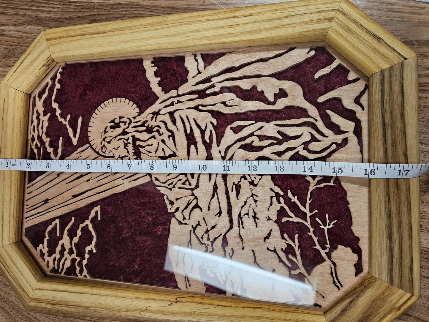 Wooden Scroll Sawn Jesus Christ in the Garden of Gethsemane Scene