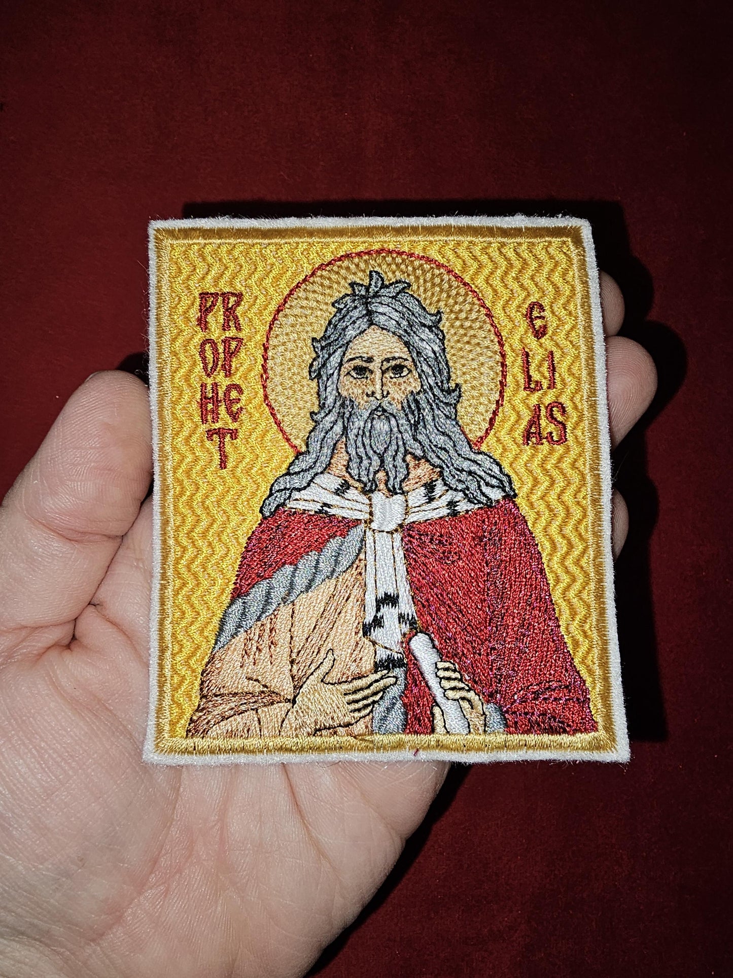 3.5x4" Holy Prophet Elias (Elijah) Orthodox Embroidered Pocket Icon or Patch