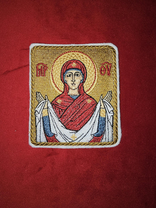 3.35x3.94" Protection of the Theotokos Orthodox Embroidered Pocket Icon or Patch