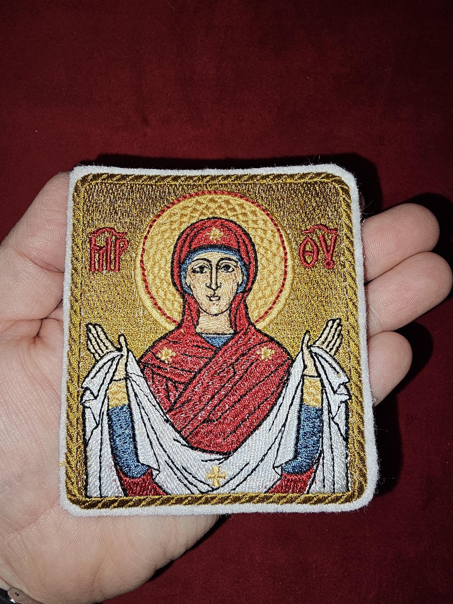 3.35x3.94" Protection of the Theotokos Orthodox Embroidered Pocket Icon or Patch