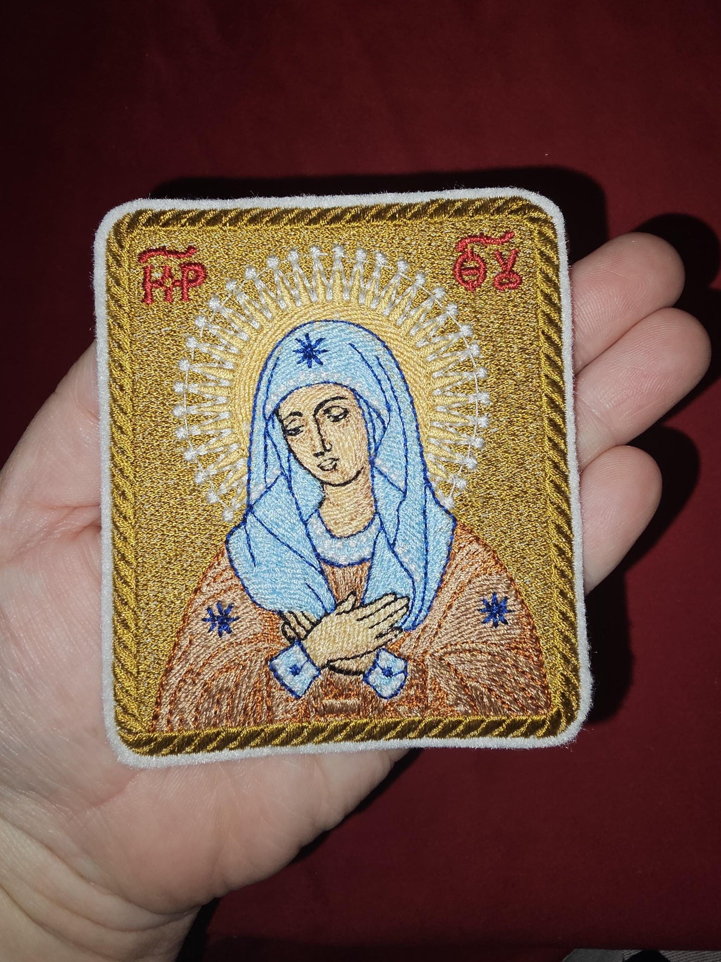 Seraphim-Diveyevo Tenderness Icon of The Mother of God Pocket Icon or Patch, Byzantine Orthodox Icon (3.35 x 3.93 inches)