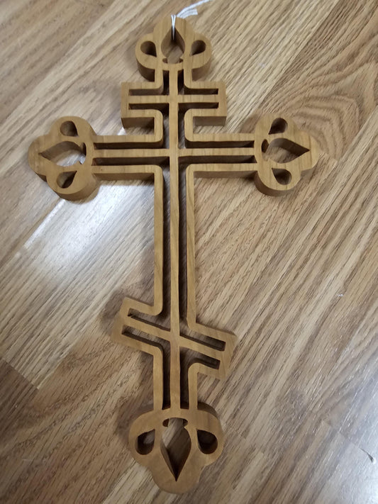 Wooden Scroll Sawed Orthodox Wall Cross