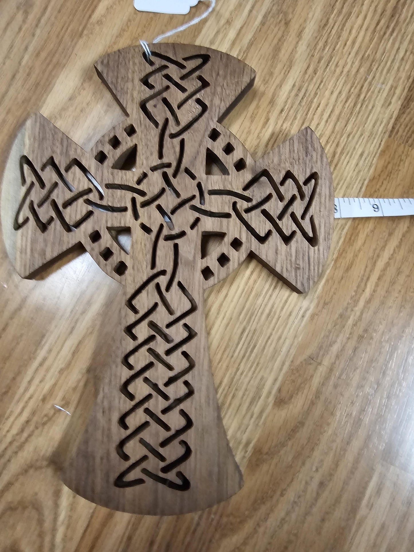 Wooden Scroll Sawed Walnut Celtic Wall Cross