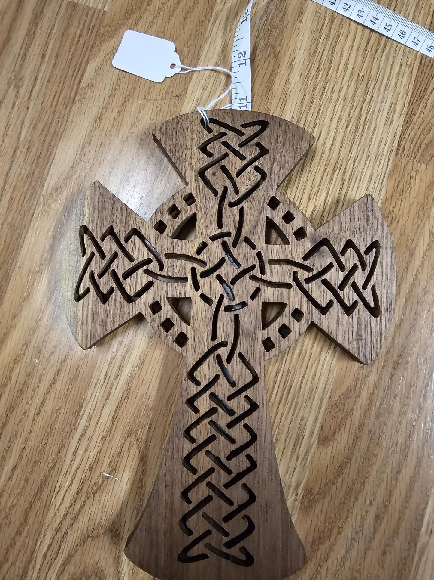 Wooden Scroll Sawed Walnut Celtic Wall Cross