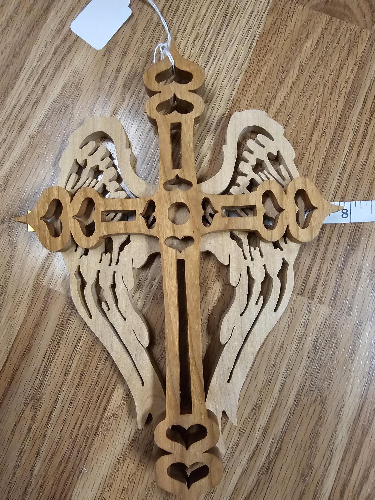 Wooden Scroll Sawn Angel Wings Wall Cross