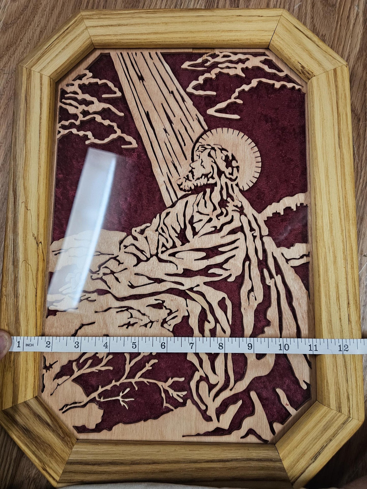 Wooden Scroll Sawn Jesus Christ in the Garden of Gethsemane Scene