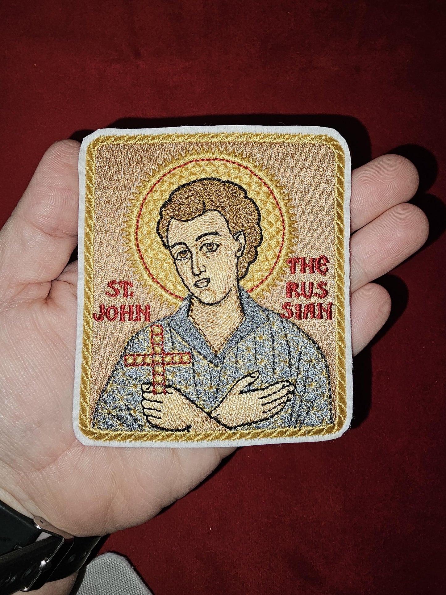 3.35x3.94" Saint John The Russian Orthodox Embroidered Pocket Icon or Patch