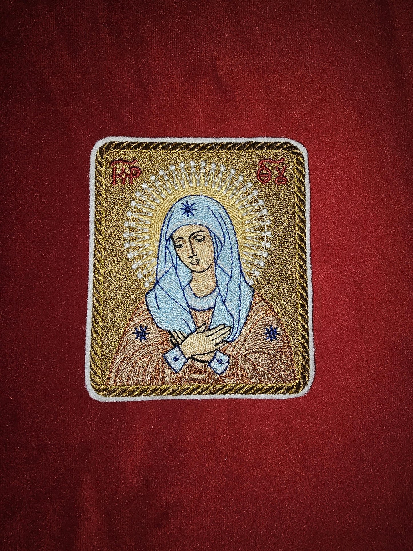 Seraphim-Diveyevo Tenderness Icon of The Mother of God Pocket Icon or Patch, Byzantine Orthodox Icon (3.35 x 3.93 inches)