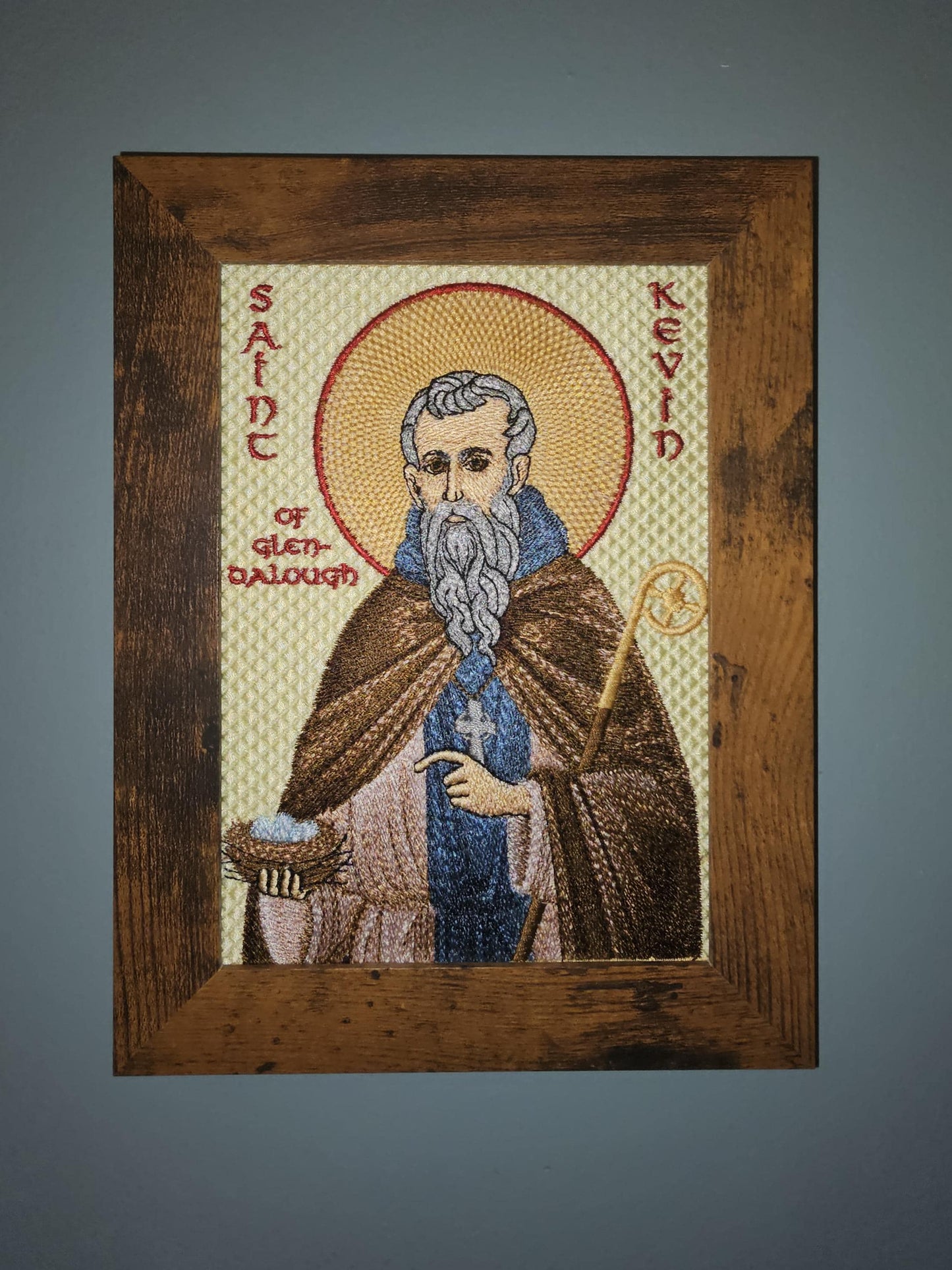 5x7 Saint Kevin of Glendalough Embroidered Orthodox Icon