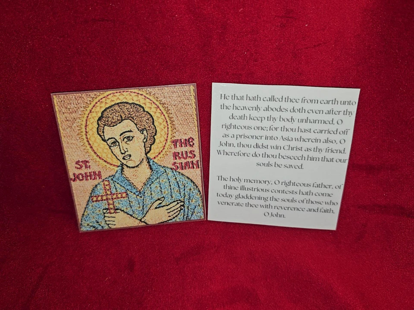 Saint John the Russian Laminated Orthodox Prayer Card 2.75×3