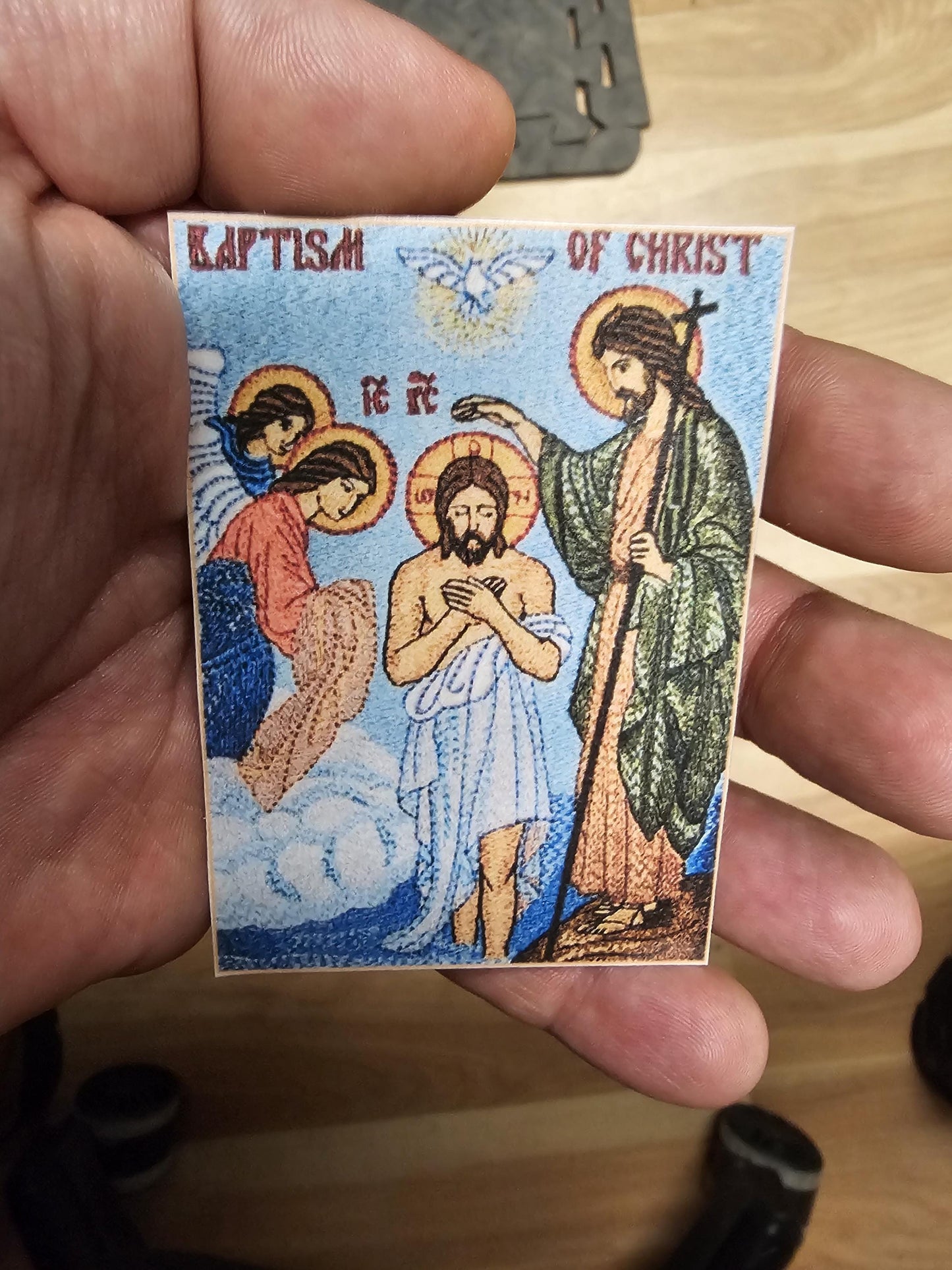 The Theophany Baptism of Christ Laminated Orthodox Prayer Card 2.5x3.75 inches