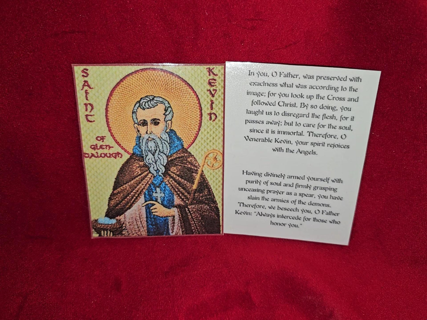 Saint Kevin of Glendalough Laminated Orthodox Prayer Card 2.75x3.5