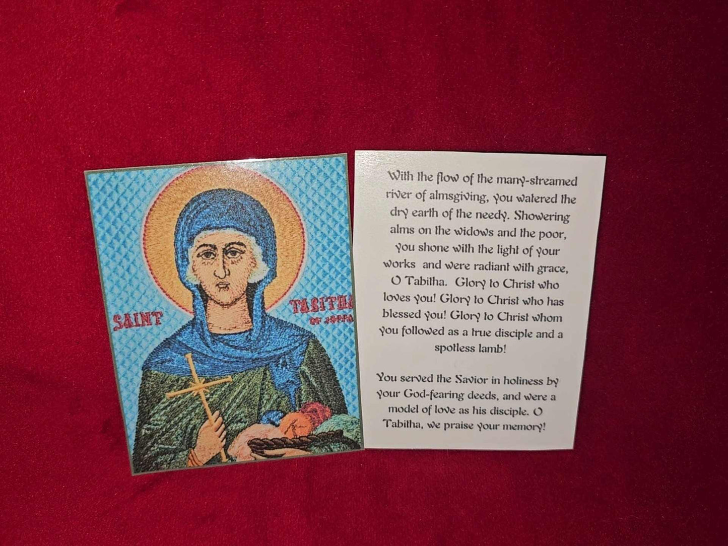 Saint Tabitha 3x3.75" Laminated Orthodox Prayer Card