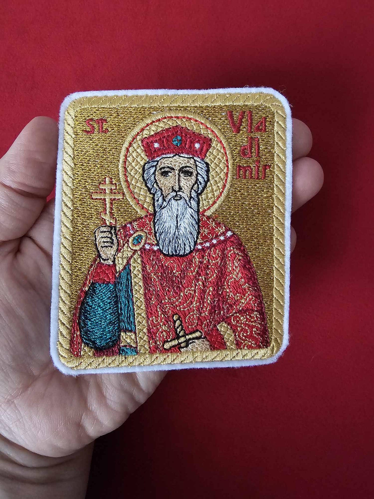 3.5x4" Saint Prince Vladimir Orthodox Embroidered Pocket Icon or Patch