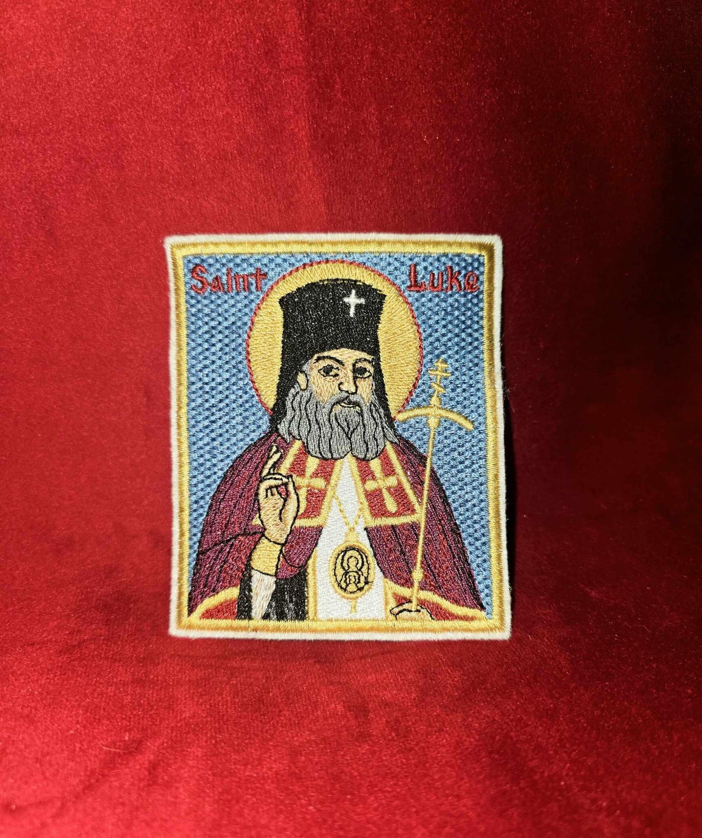 Saint Luke Bishop of Crimea Pocket Orthodox Icon or Patch - Handcrafted 3.35×3.94 inches