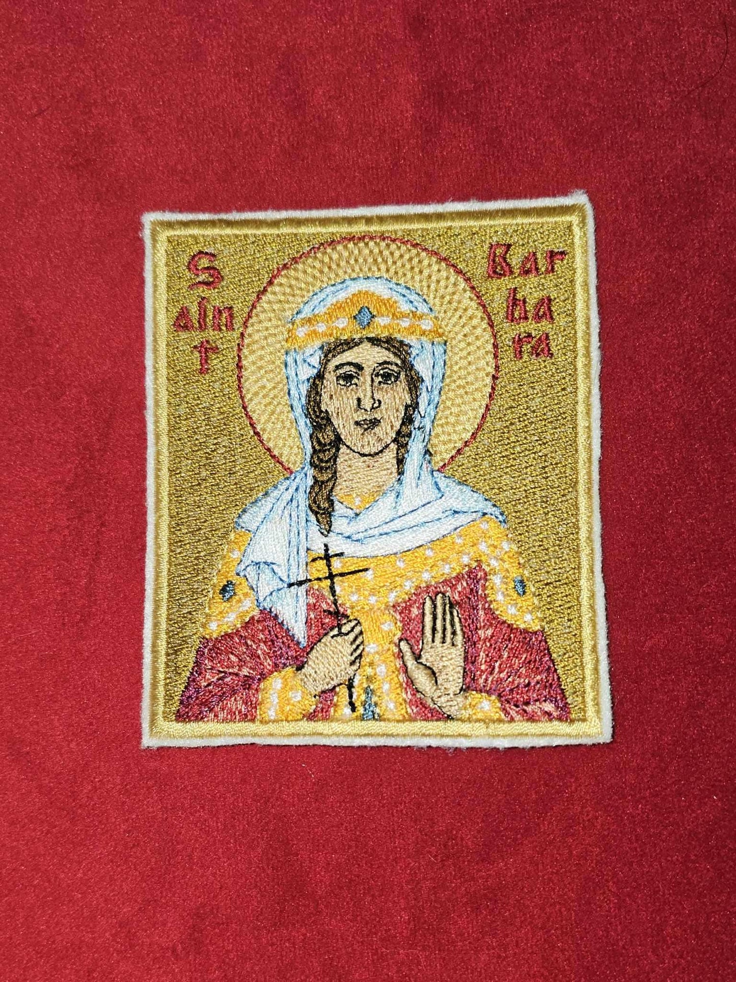 3.5x4" Saint Barbara Orthodox Embroidered Pocket Icon or Patch
