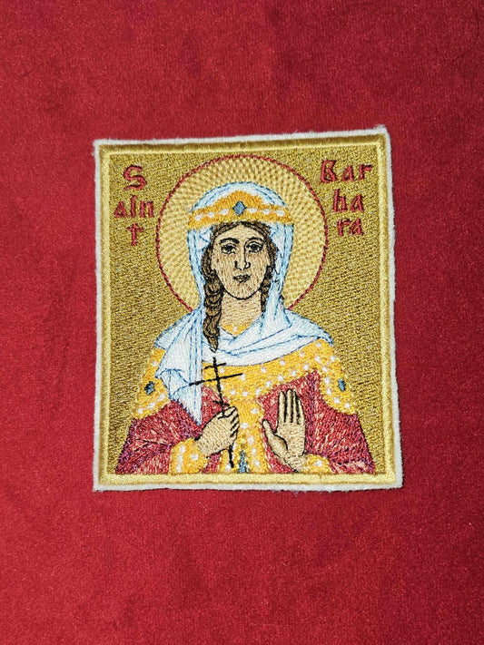 3.5x4" Saint Barbara Orthodox Embroidered Pocket Icon or Patch