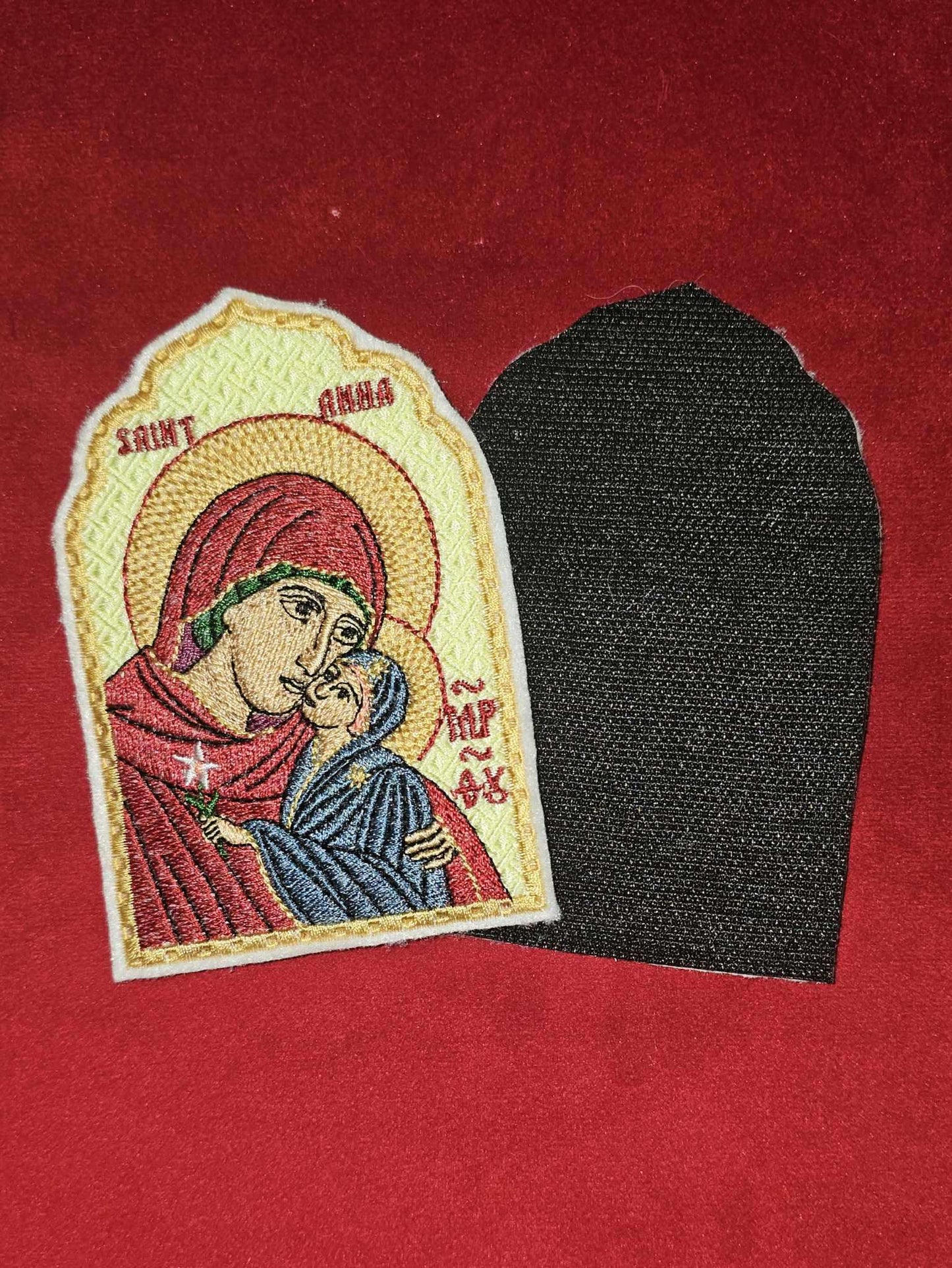 Saint Anna Pocket Icon or patch, Byzantine Orthodox Christian Icon 2.75×4.5