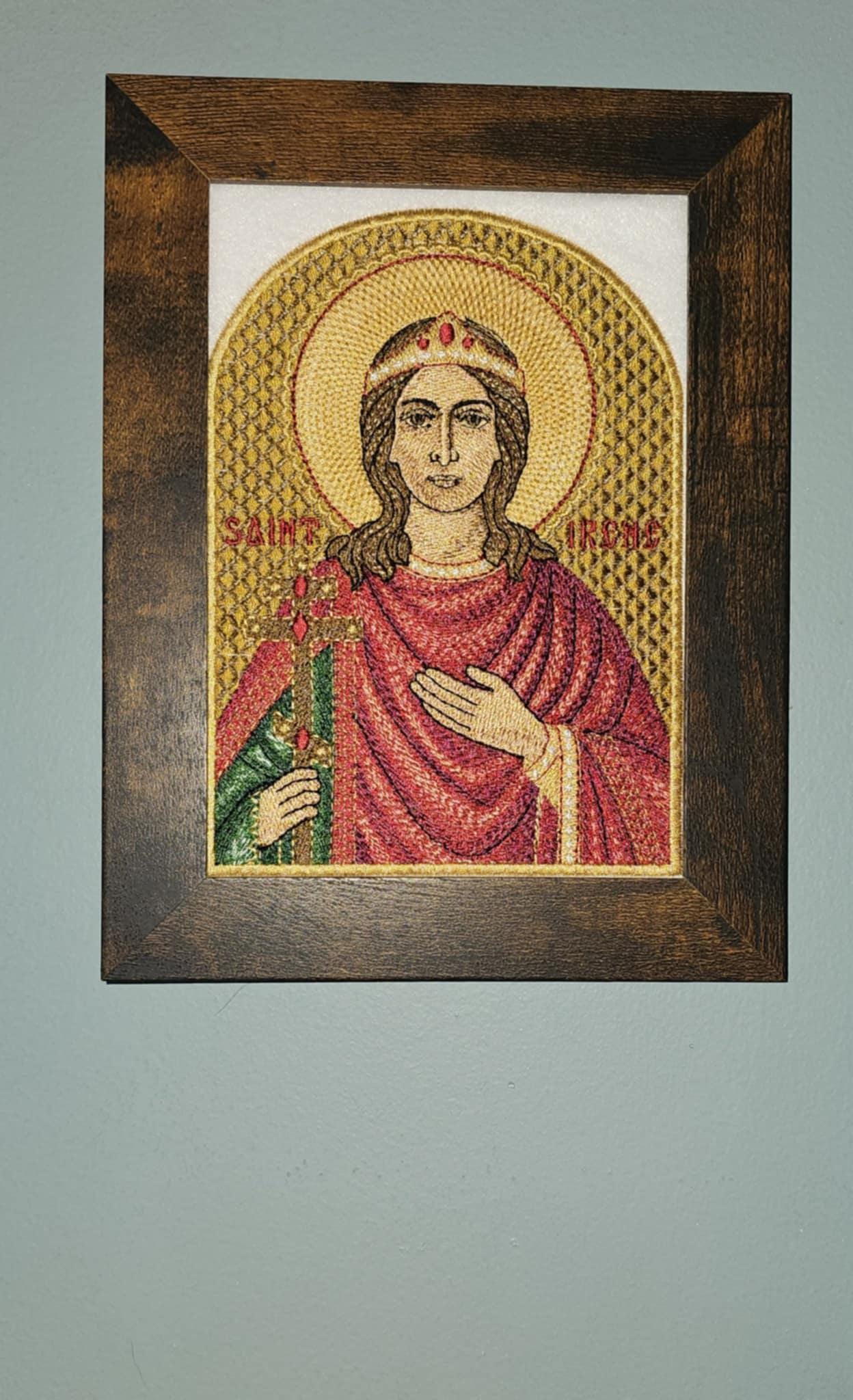 5x6.5 Framed to 5x7 Saint Irene of Thessaloniki Embroidered Orthodox Icon