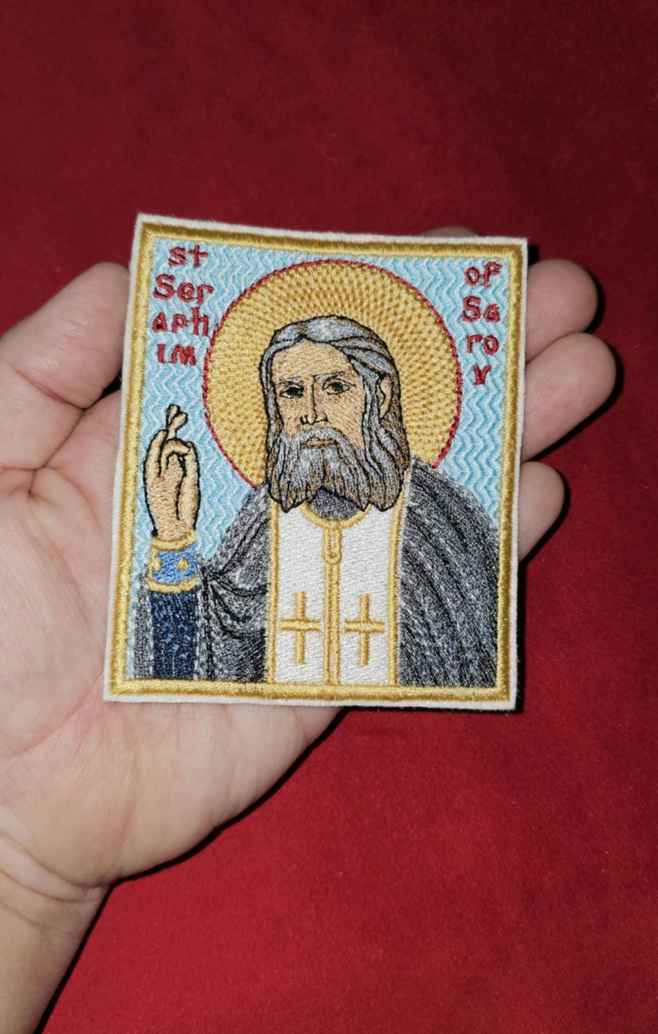 3.5x4" Saint Seraphim of Sarov Orthodox Embroidered Pocket Icon or Patch