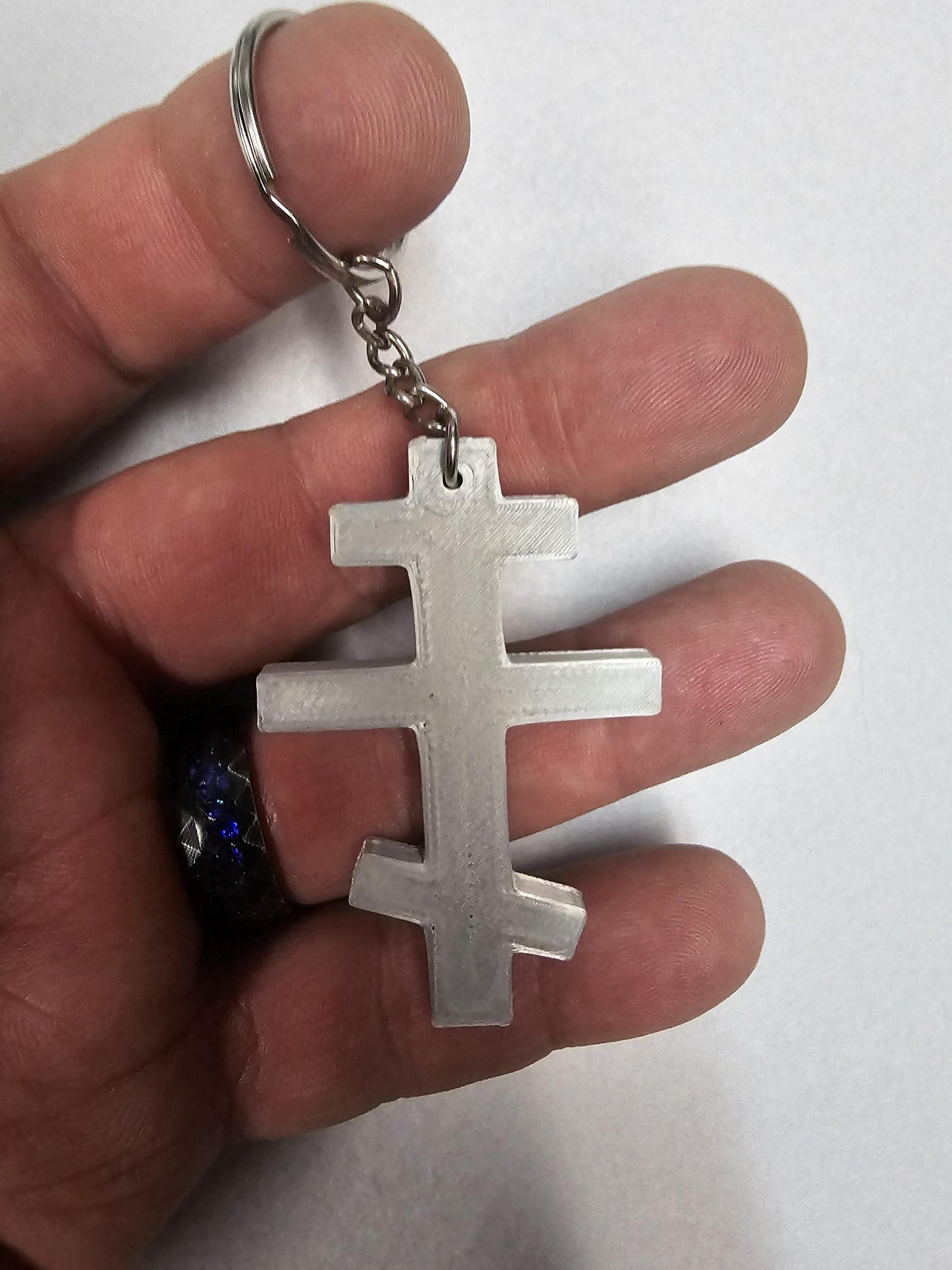 Three Bar Orthodox Cross Keychain  Christian Russian Cross Key Ring In Various Colors
