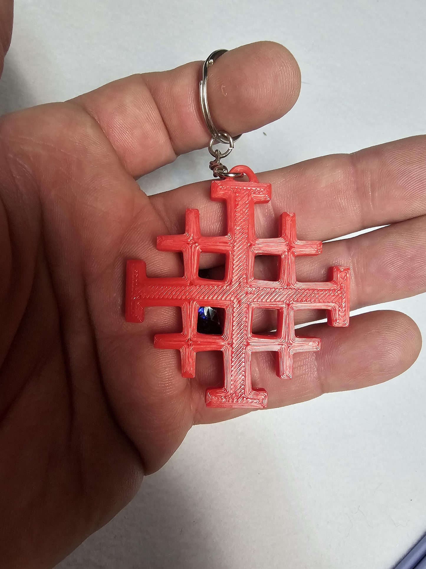Jerusalem Cross Keychain  Christian Orthodox Catholic Key Ring  Religious Faith Gift for Him or Her In Various Colors