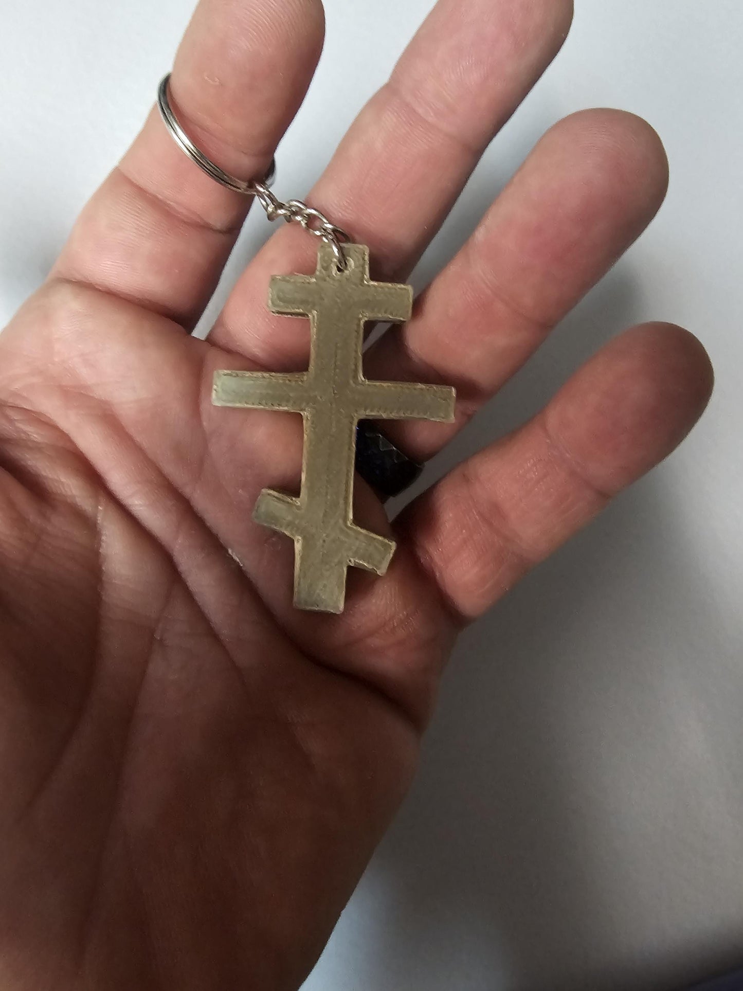 Three Bar Orthodox Cross Keychain  Christian Russian Cross Key Ring In Various Colors