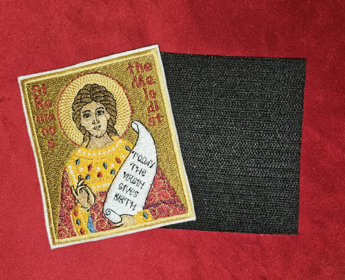 3.5x4" Saint Romanos The Melodist Orthodox Embroidered Pocket Icon or Patch
