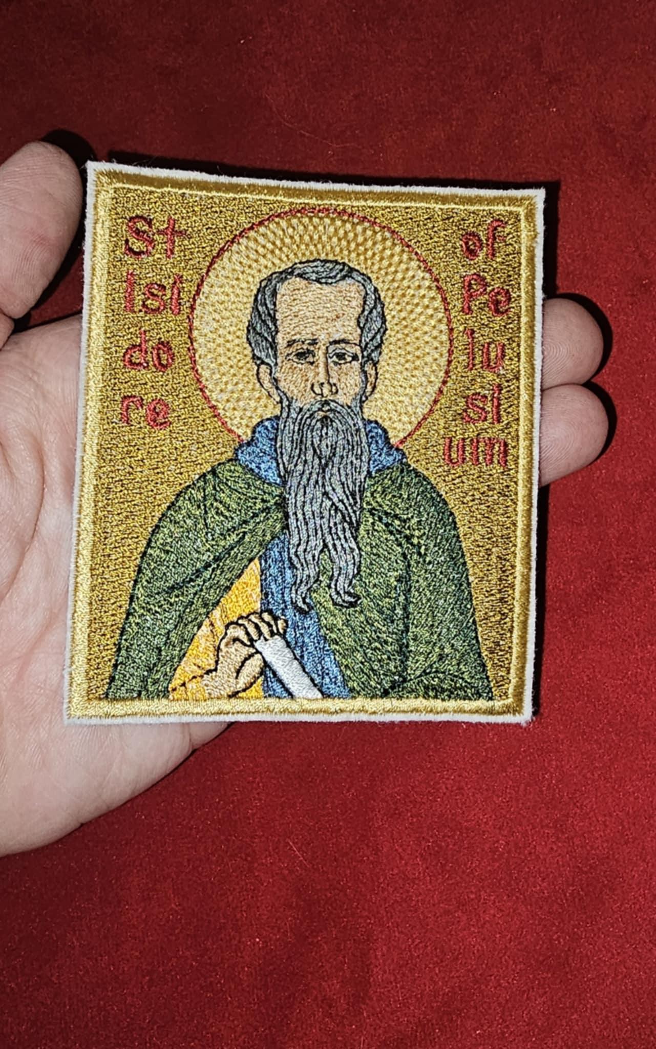 3.5x4" Saint Isidore of Pelusium Orthodox Embroidered Pocket Icon or Patch