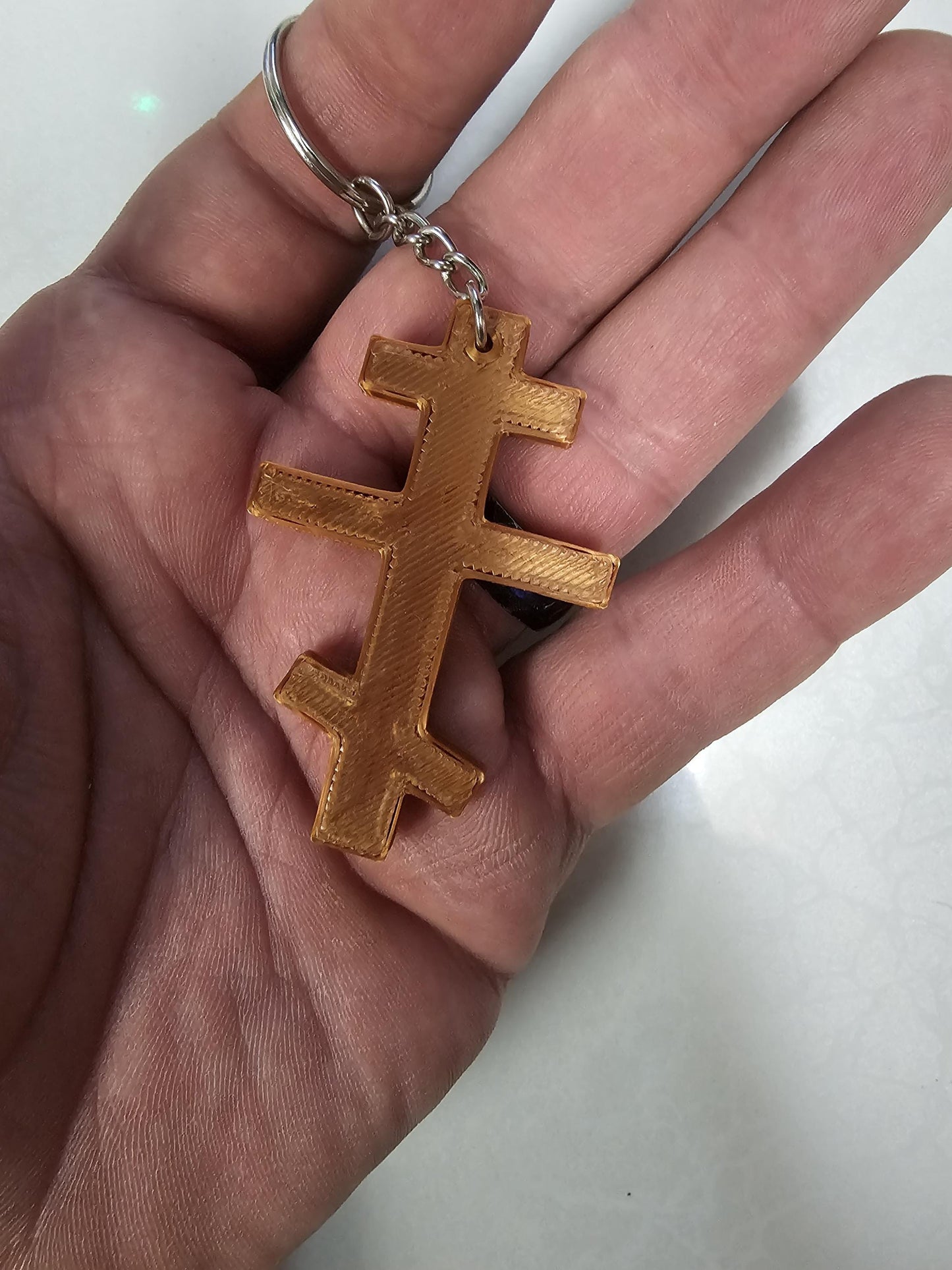 Three Bar Orthodox Cross Keychain  Christian Russian Cross Key Ring In Various Colors