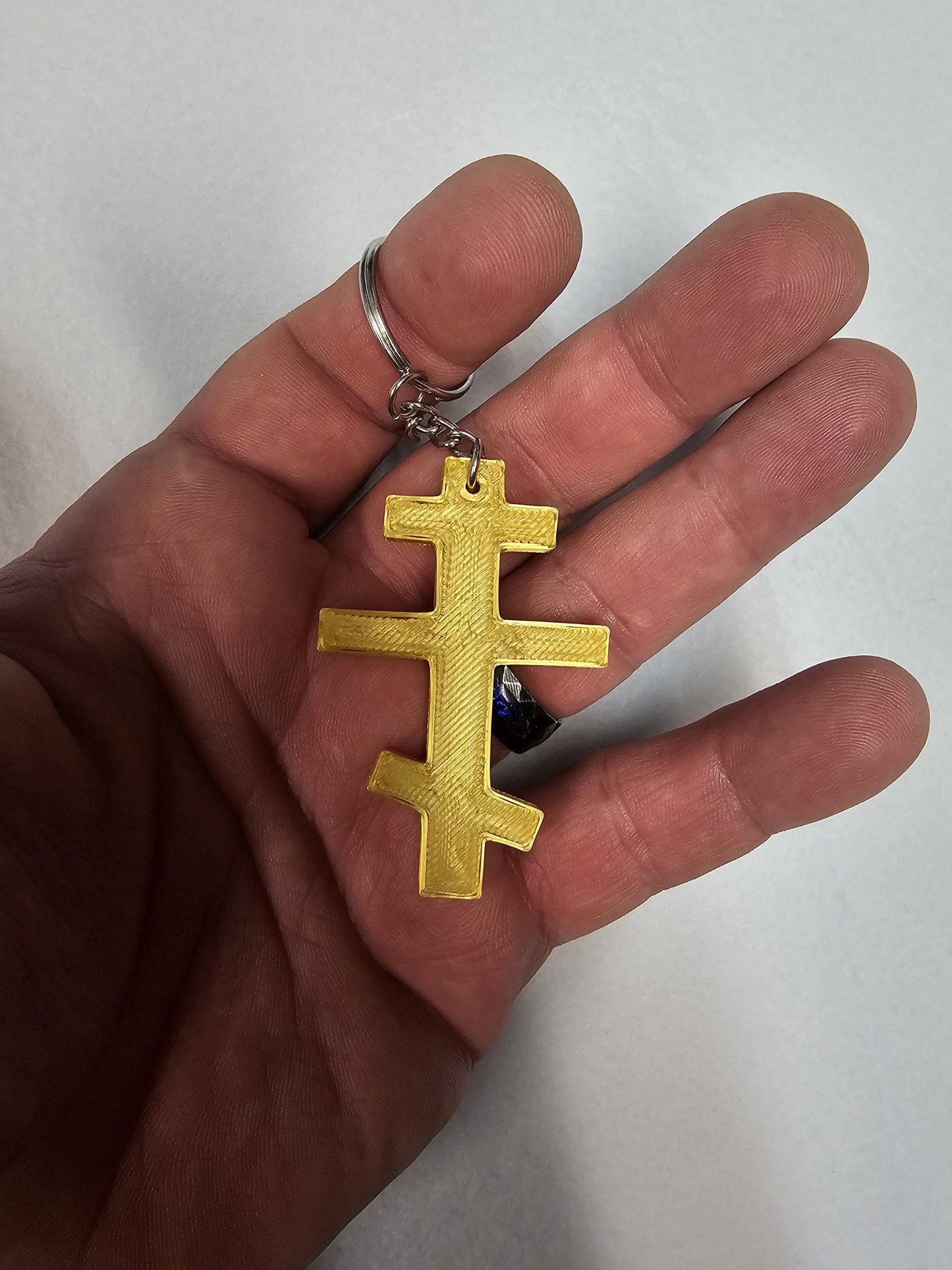 Three Bar Orthodox Cross Keychain  Christian Russian Cross Key Ring In Various Colors