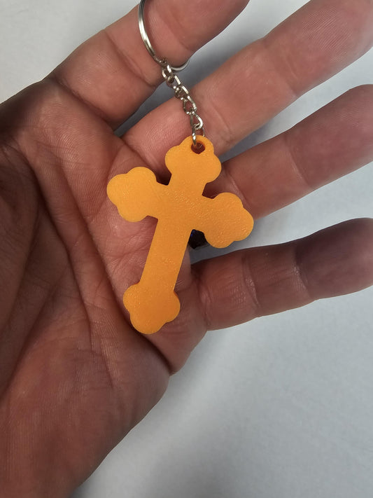 Orthodox Trefoil Cross Keychain  Christian Key Ring, Religious Gift in Various Colors