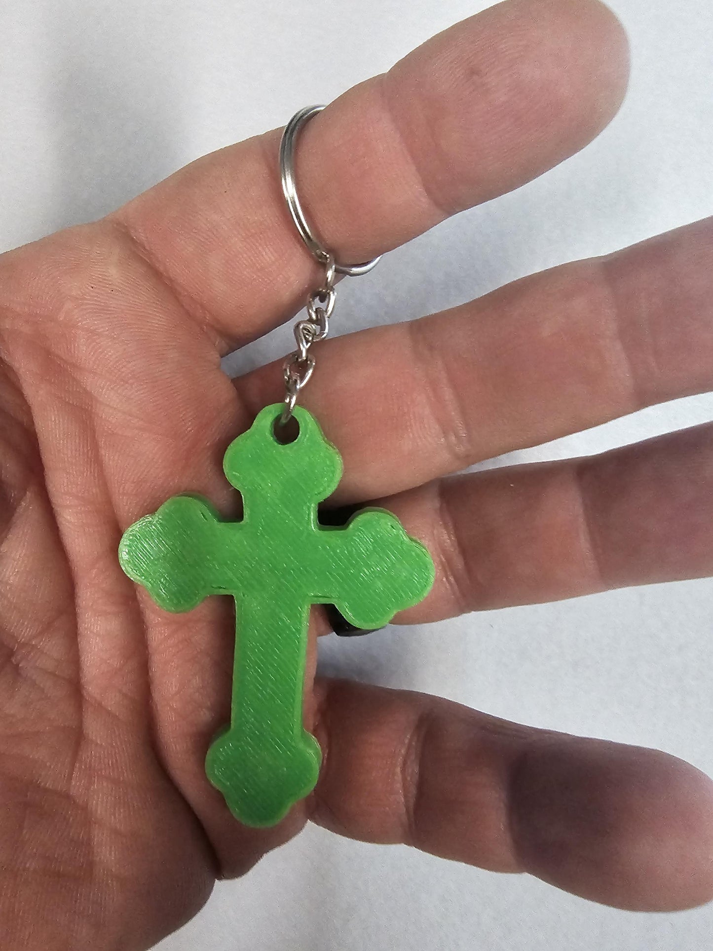 Orthodox Trefoil Cross Keychain  Christian Key Ring, Religious Gift in Various Colors