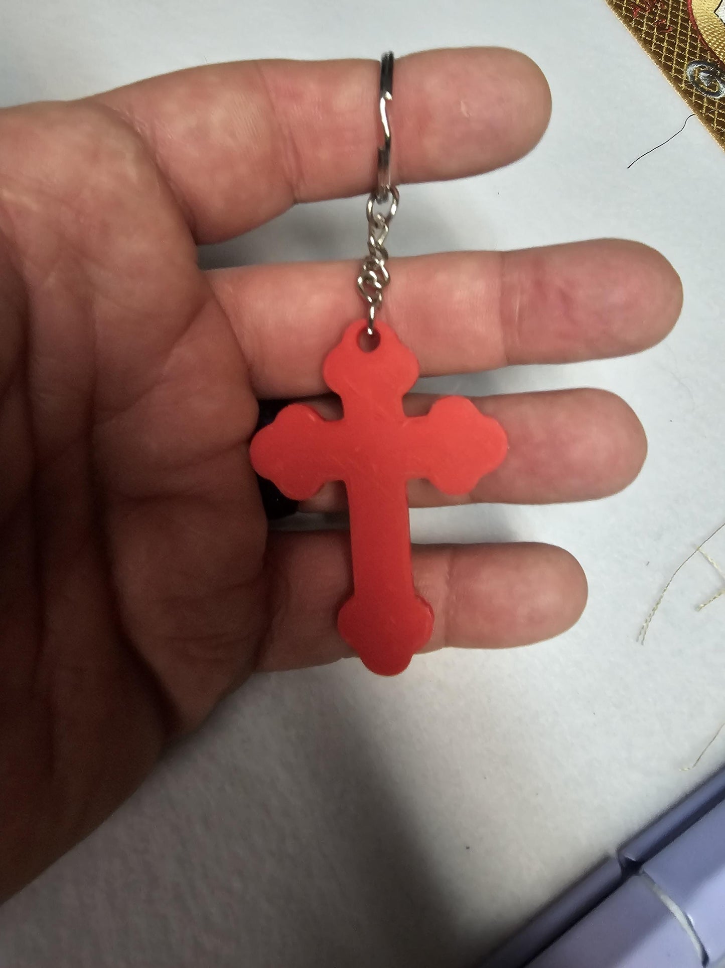 Orthodox Trefoil Cross Keychain  Christian Key Ring, Religious Gift in Various Colors