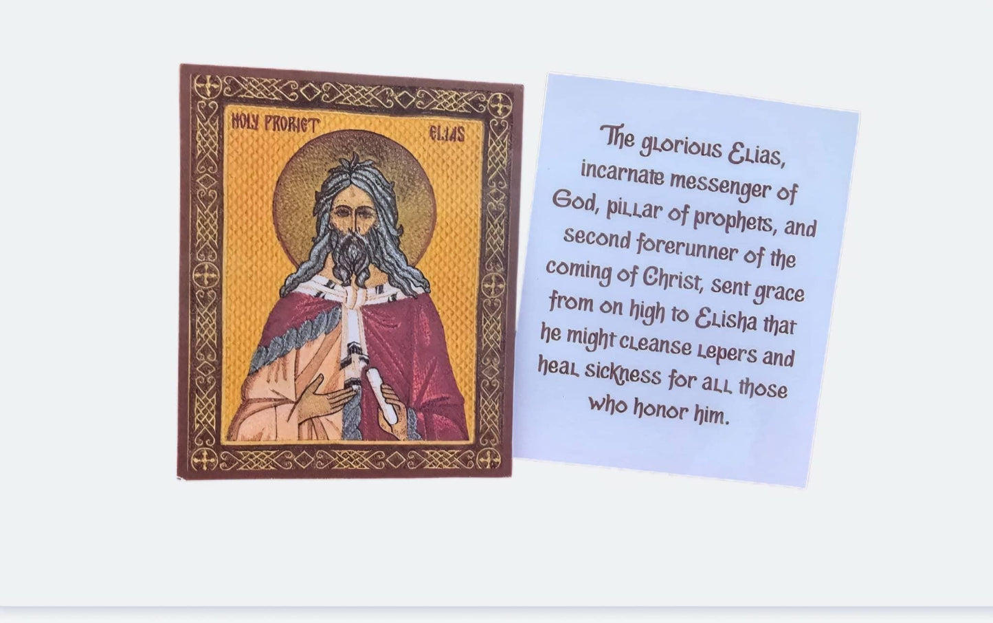 Saint Elias (Elijah) Prayer Card 2.75"x3.38" Laminated Orthodox Icon Prophet Elias Holy Card Pocket-Size Christian Gift