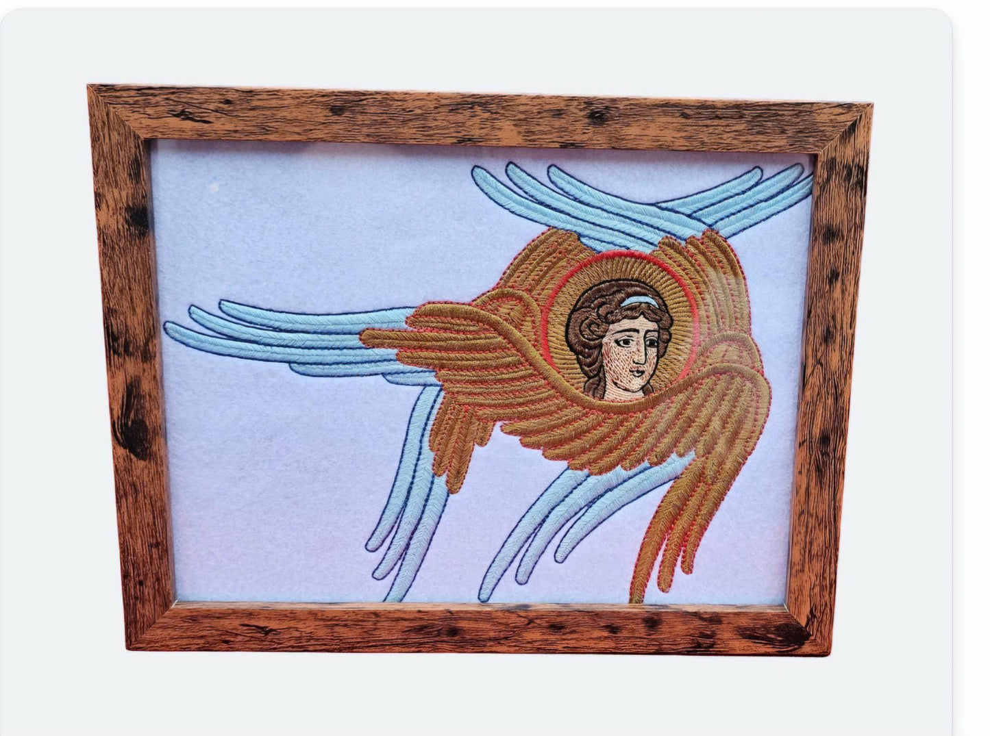 Embroidered Cherub Icon Orthodox Angel, Christian Wall Art