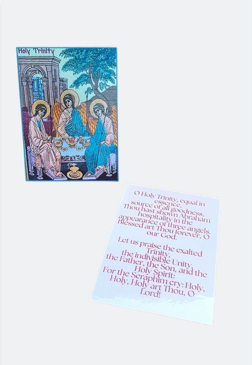 Holy Trinity Prayer Card 2.4 x 3.25 Laminated Orthodox Icon Hospitality of Abraham Pocket Size